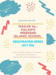 Weekend Islamic School Registration Closed for 2022-2023